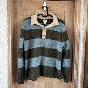 J.Crew Men's Merino Wool Blend Rugby Sweater Size M Preppy Stripes